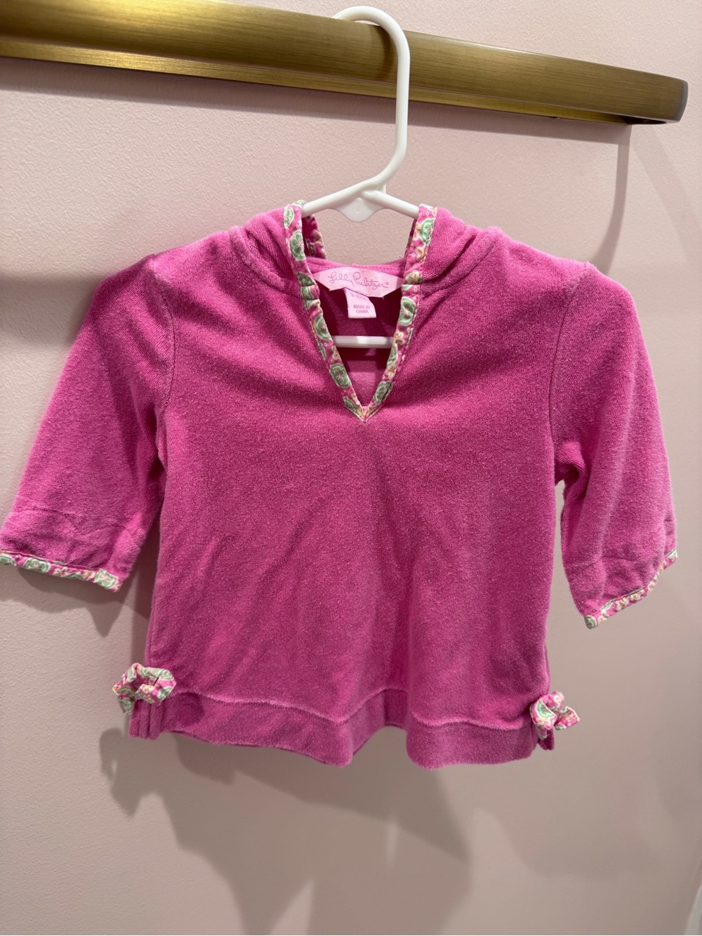 Infant Lilly Pulitzer terrycloth hooded top with floral trim